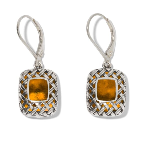 Recycled Vintage Brown Bleach Jug Vintage Quilted Square Earrings - Picture 1 of 6